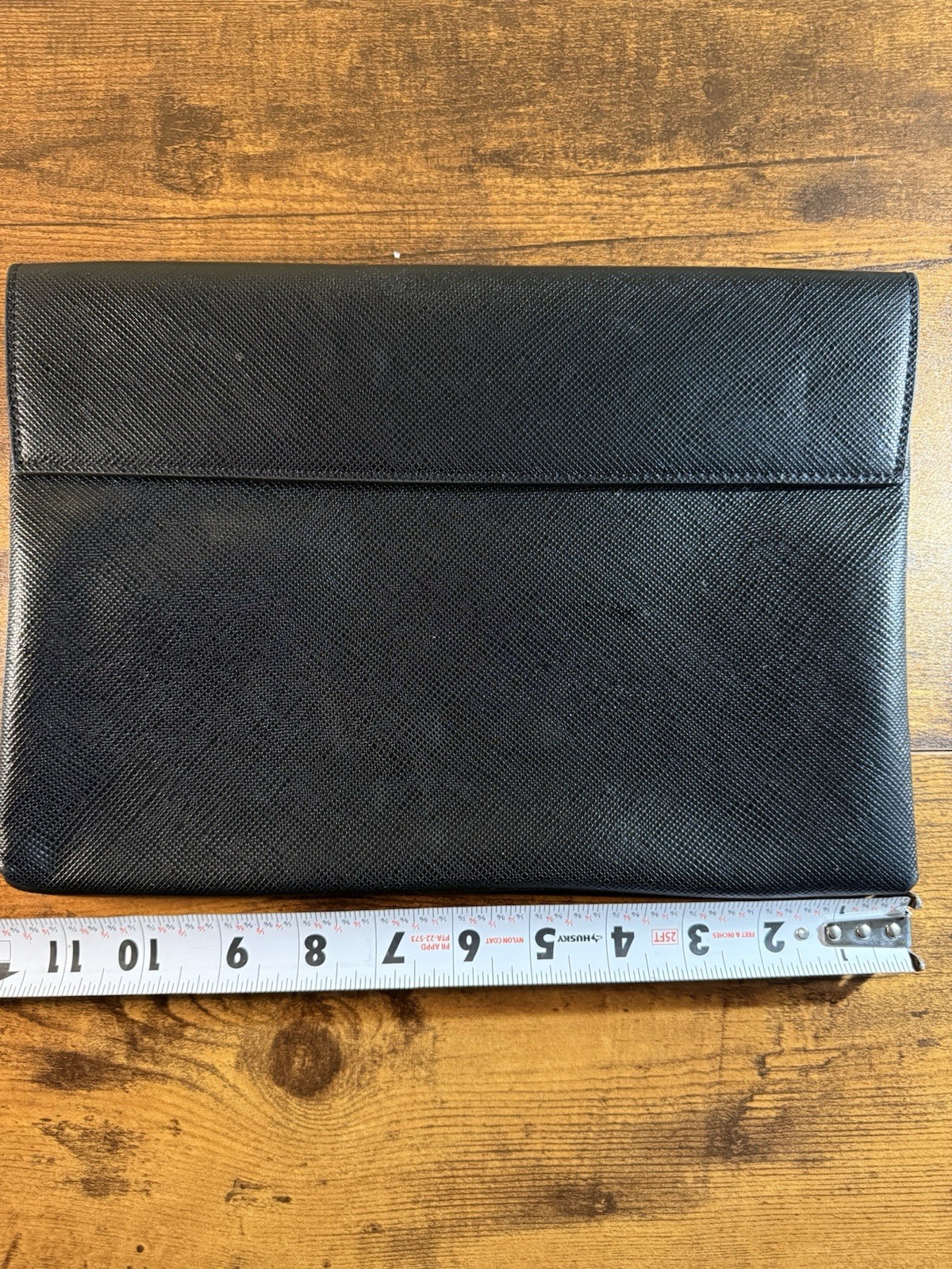 Black Saffiano Leather Tablet iPad Sleeve Case Document Organizer Pouch