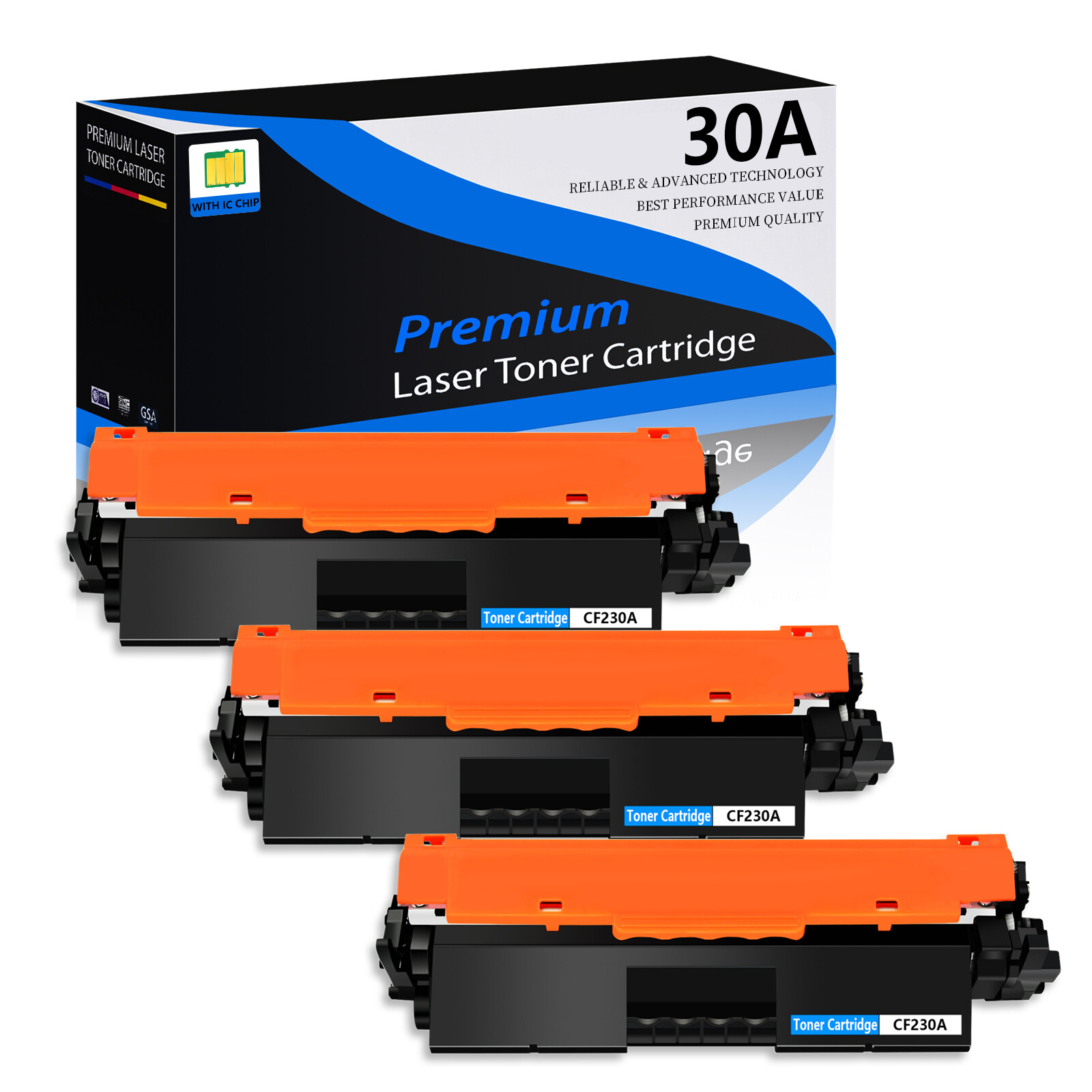 3PK CF230A 30A Toner for HP LaserJet Pro MFP M227 M227fdw M203d M203dw Printer
