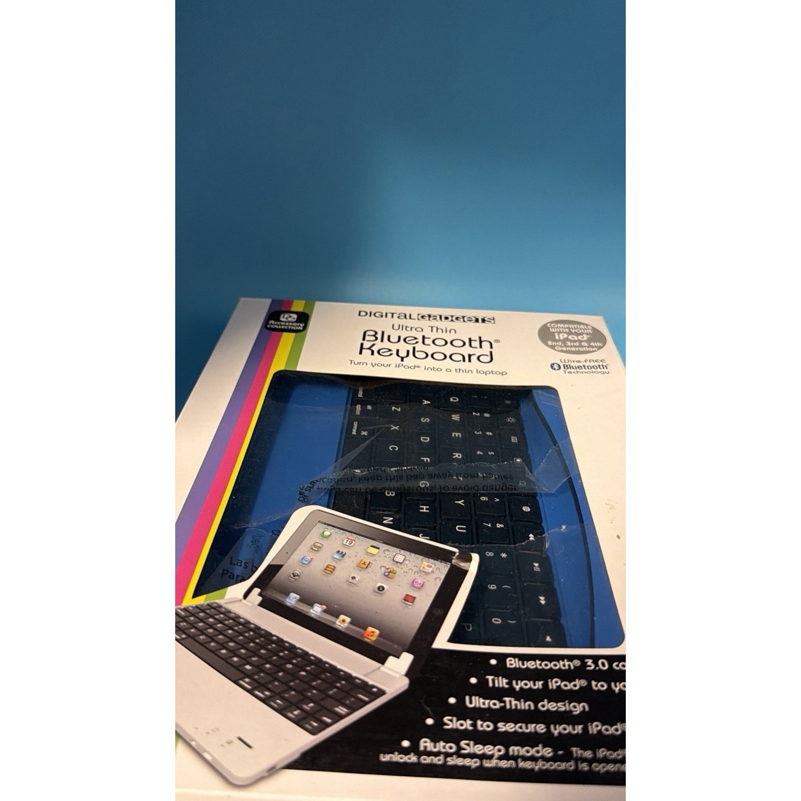 Digital Gadgets Ultra Thin Bluetooth Keyboard Dock, Black/Silver