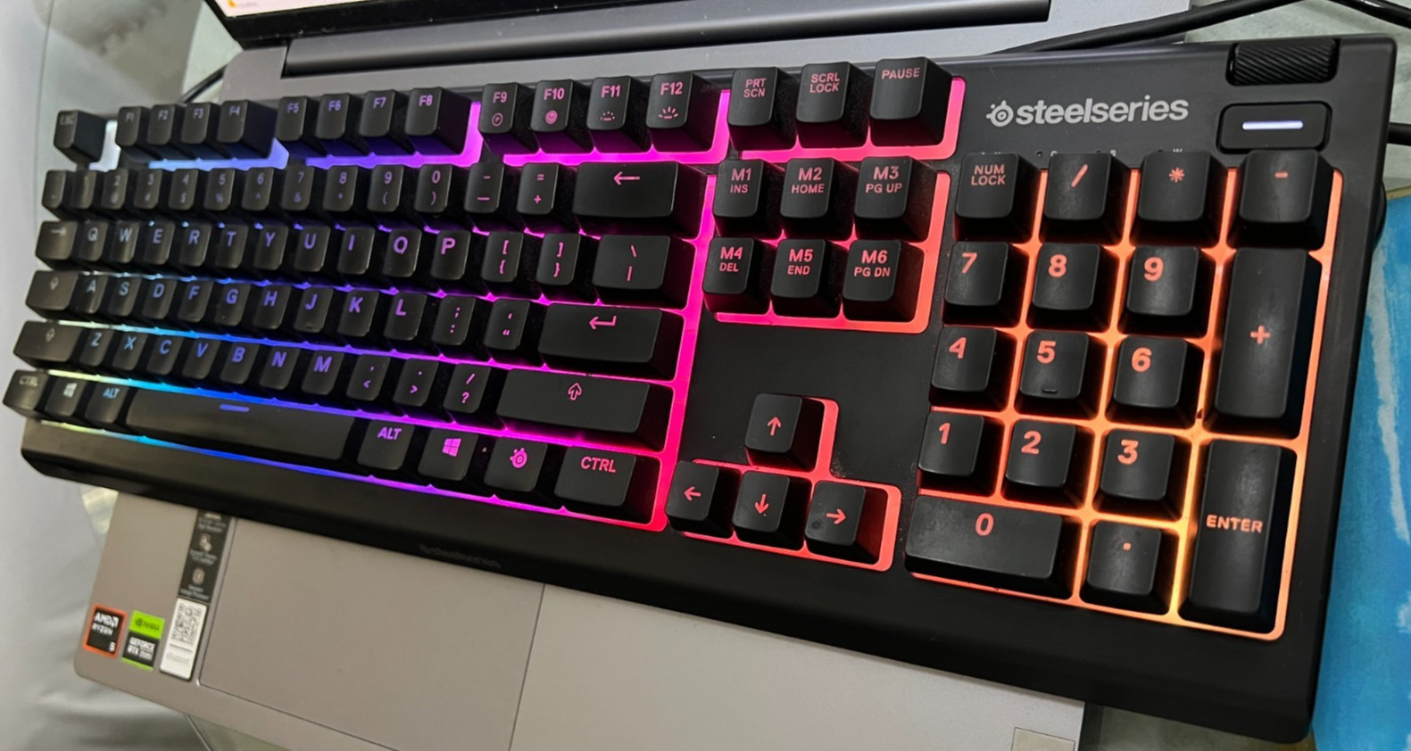 Illuminated SteelSeries Apex3 Wired Mechanical Keyboard Fullsize w Numpad-TESTED