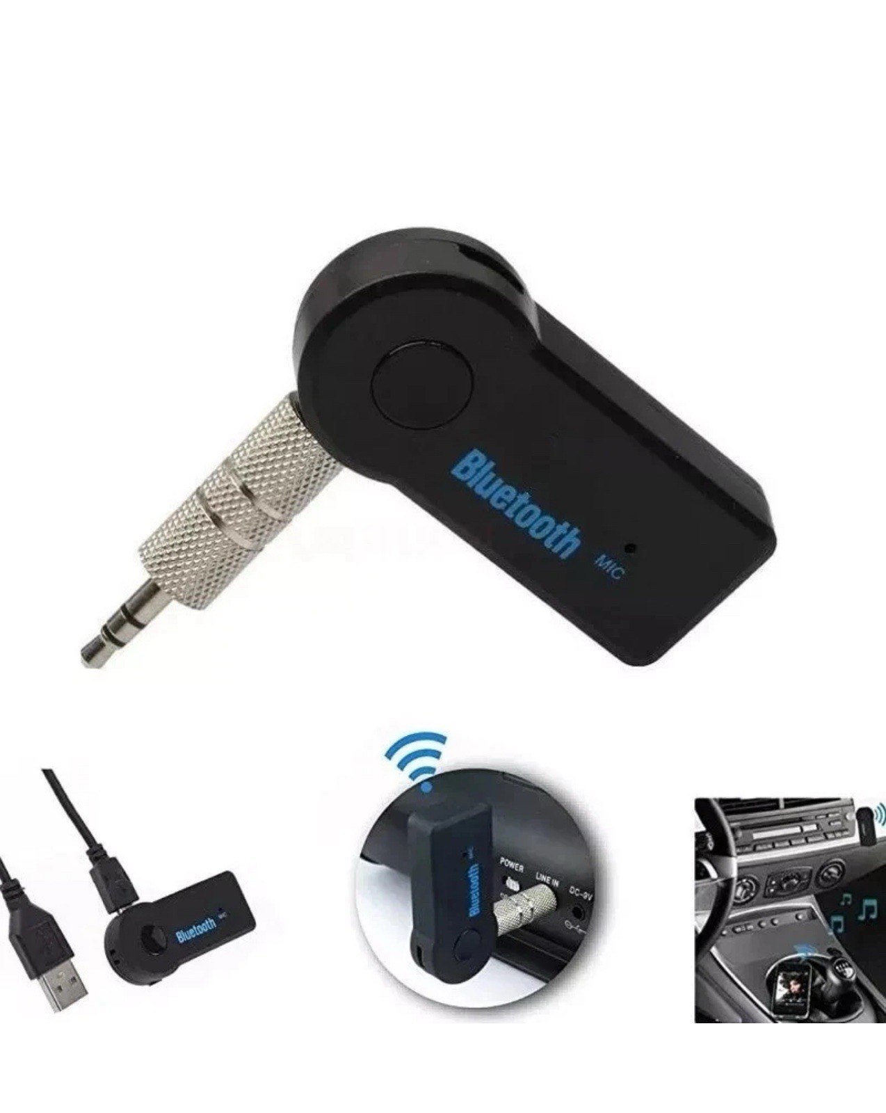 Bluetooth 5.0 Wireless Audio Receiver 3.5mm AUX Stereo Adapter for Car & Home
