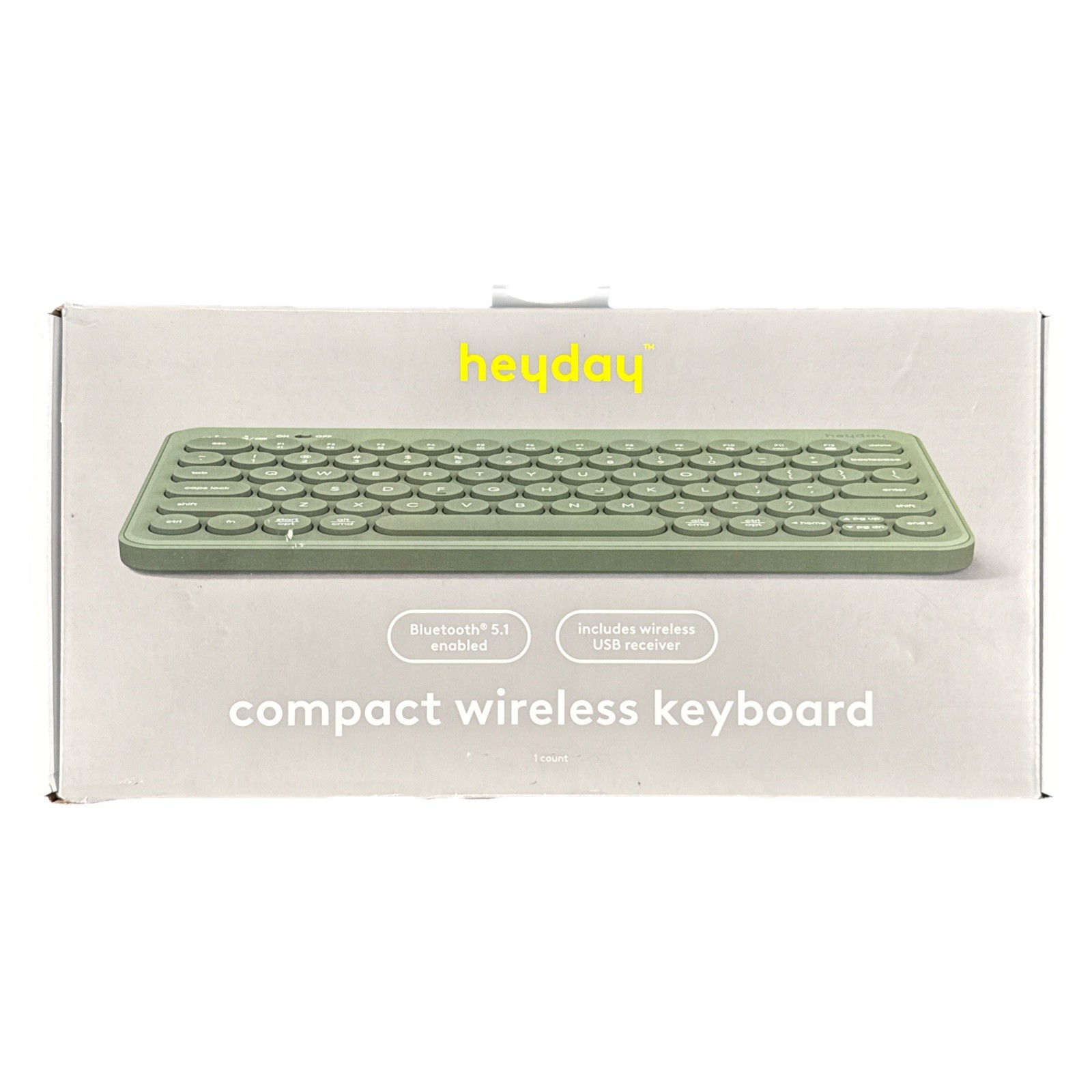 Heyday Compact Wireless Keyboard Green Bluetooth USB QWERTY Open Box