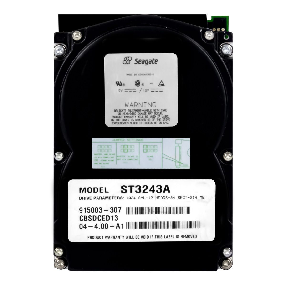 Seagate ST3243A 3.5in 214MB 3.8K ATA IDE Internal HDD Temperatursensor Black