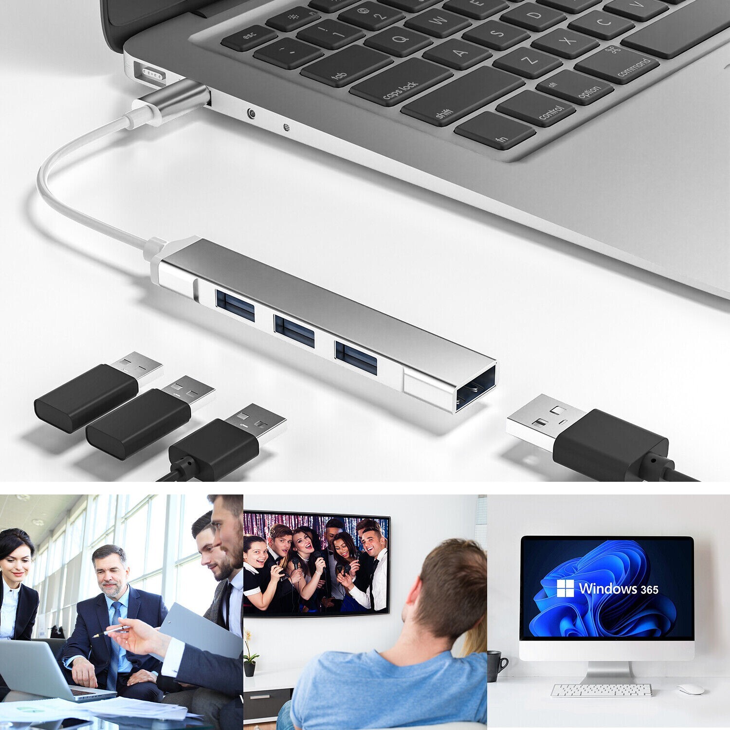 USB-C Type C to USB 3.0 4 Port Hub Splitter For PC Phone Notebook Laptop Tablet