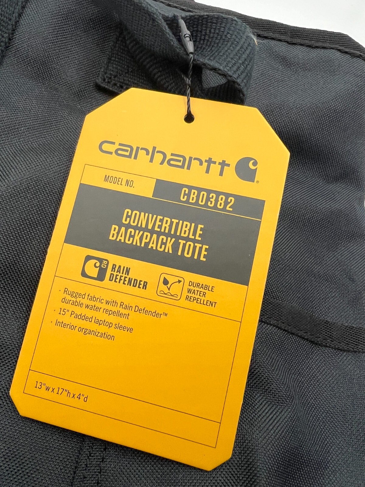Carhartt Convertible Durable Tote Bag with Adjustable One Size Black