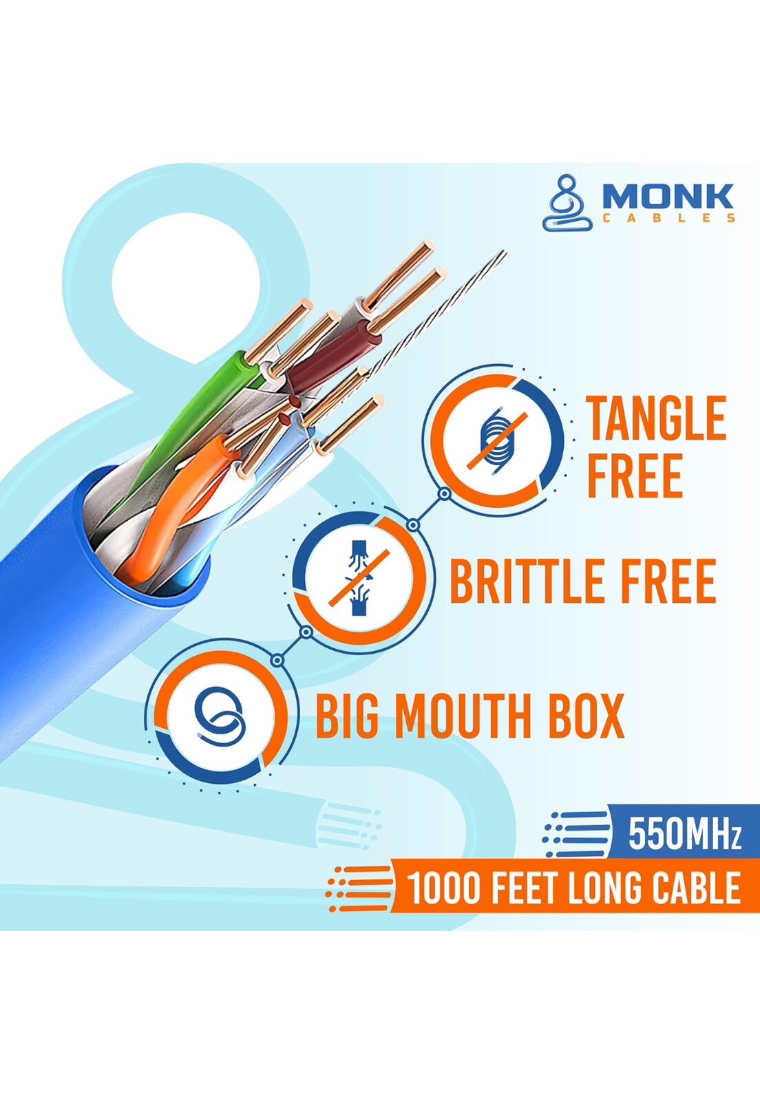 CAT6 Plenum 1000ft Bulk CMP 23AWG 550MHz UTP Ethernet Network Cable