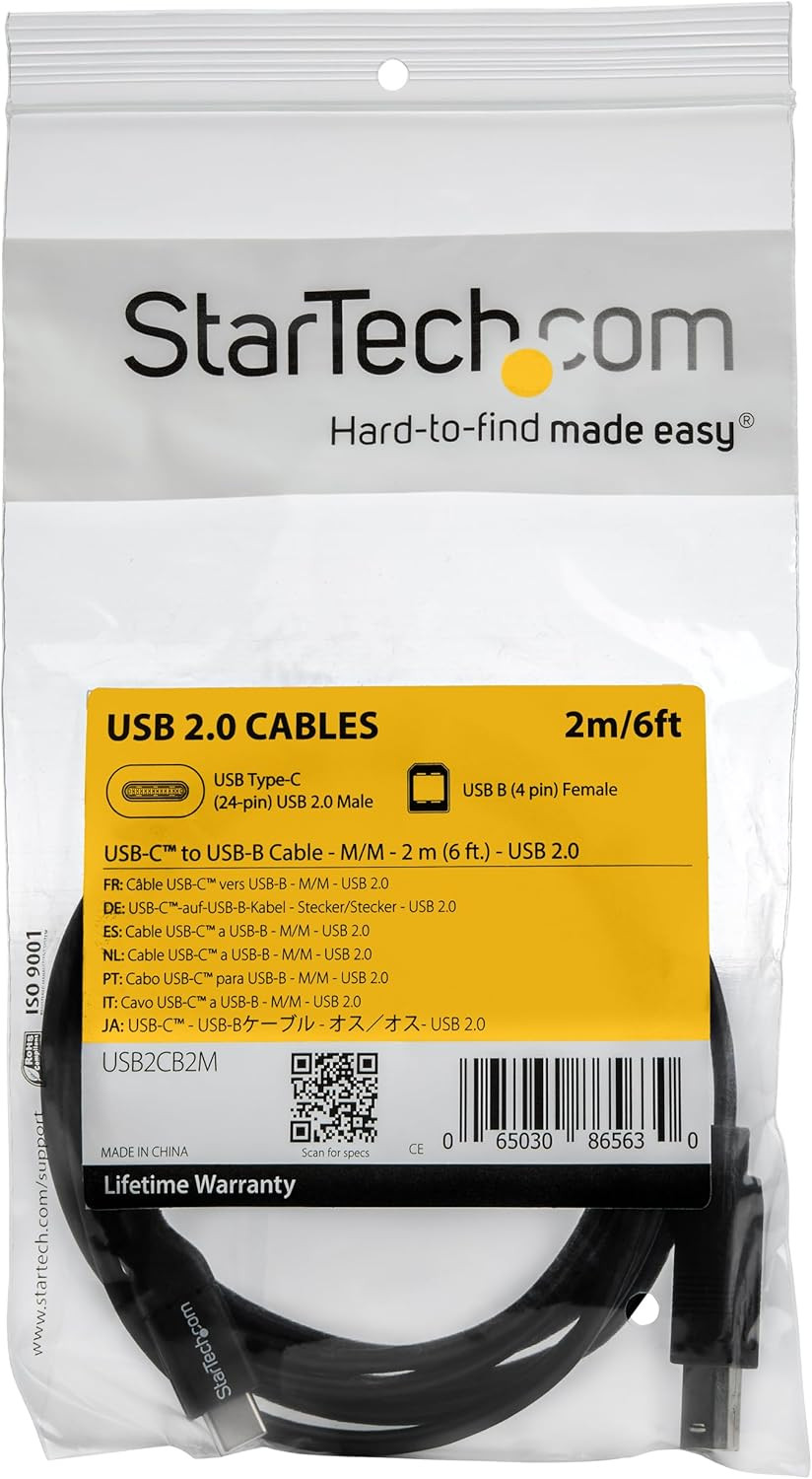 Star Tech USB2CB2M 6 Ft. USB-C to USB-B Cable – USB 2.0