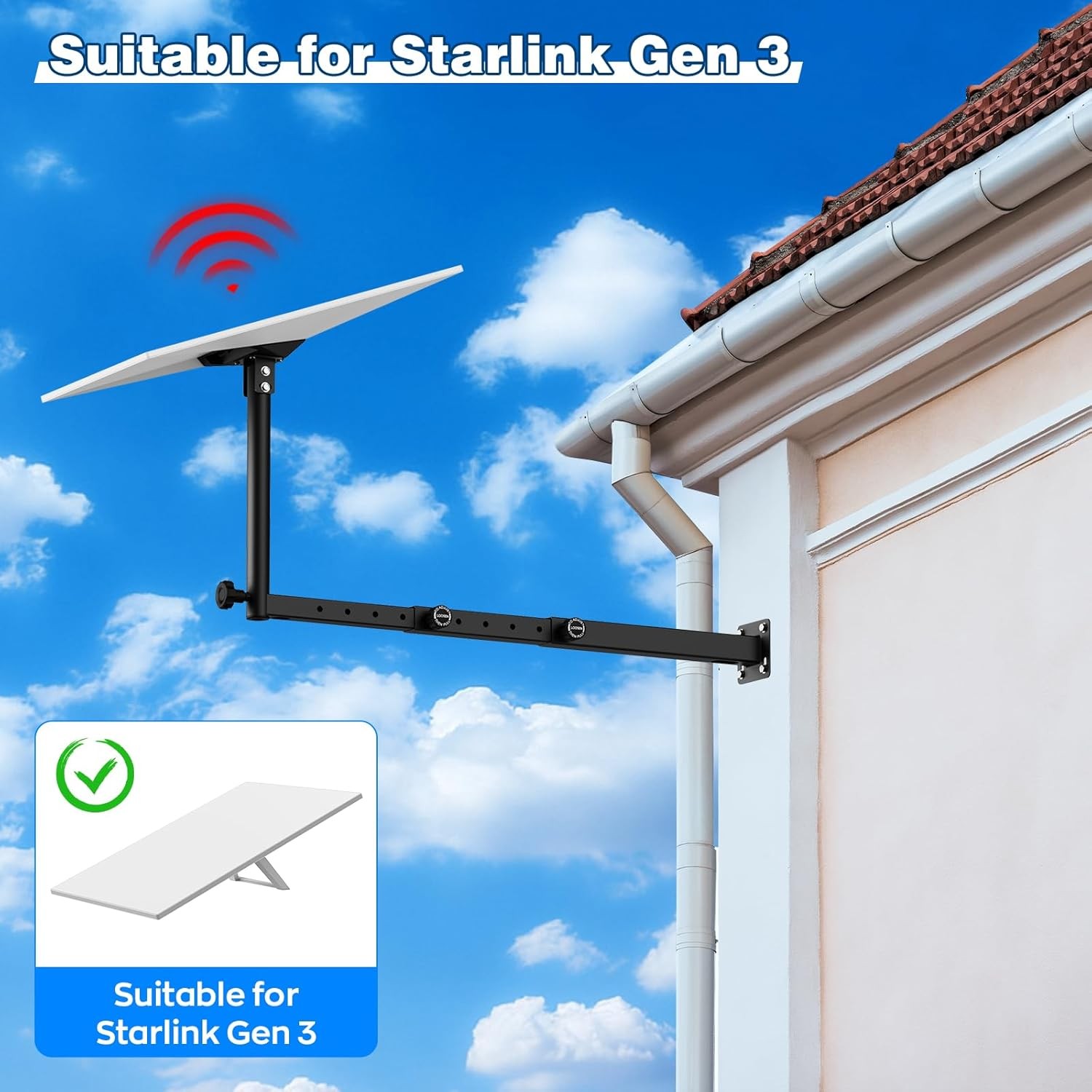 Starlink Gen 3 Long Eaves Mount Adapter Heavy Duty