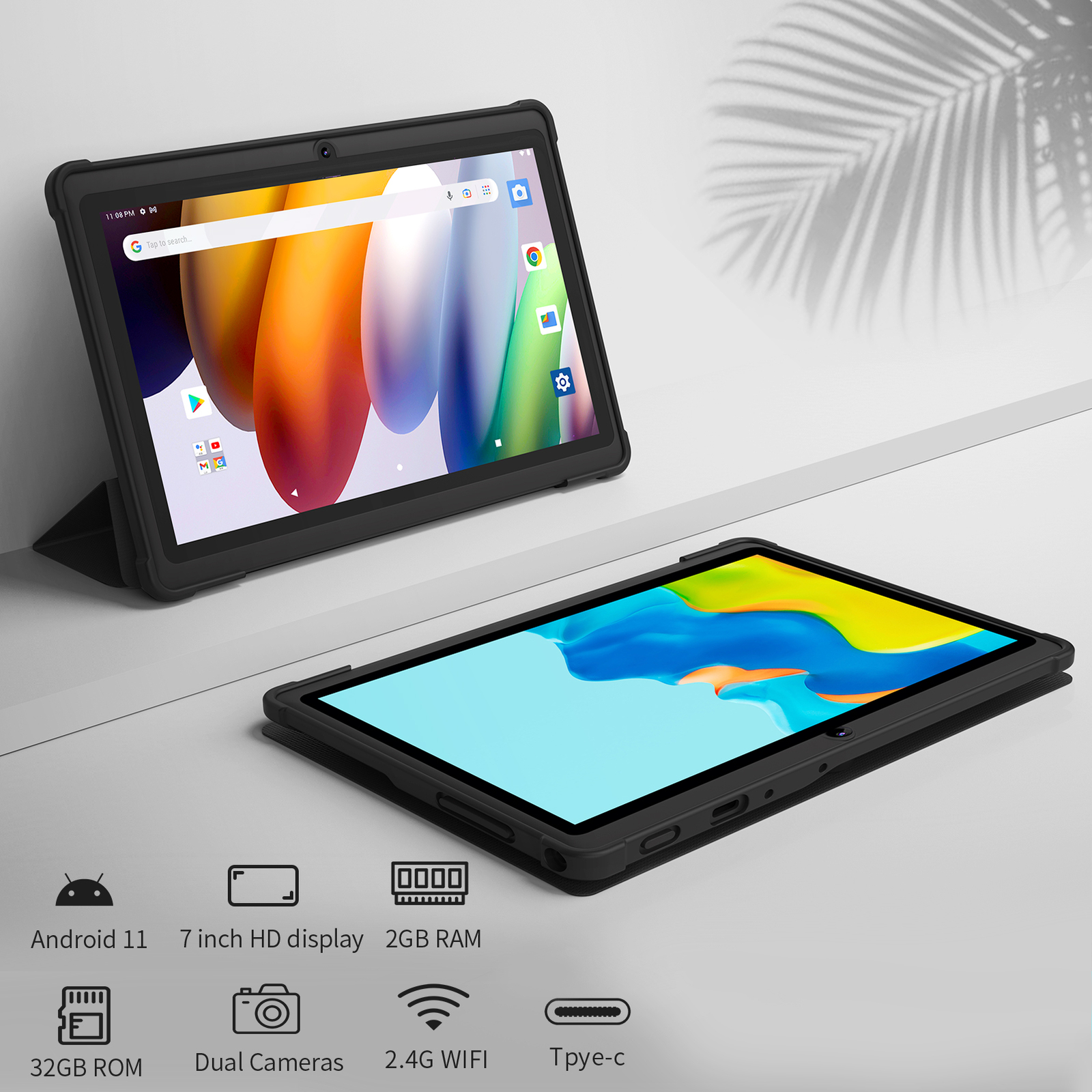PRITOM 7 inch Tablet Android 11 PC Quad Core 4GB+32GB Pad 3000mAh Wifi NEW