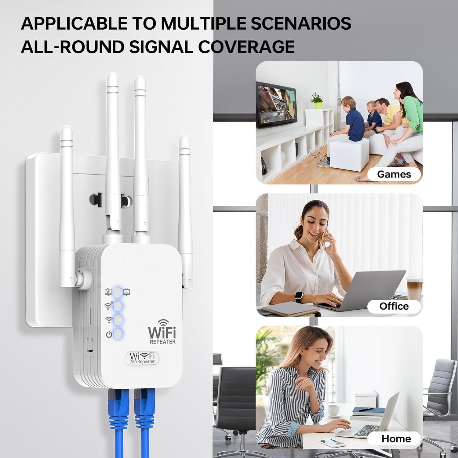 WiFi Extender Signal Booster Repeater Router Amplifier Up To 8500 sq.ft Coverage