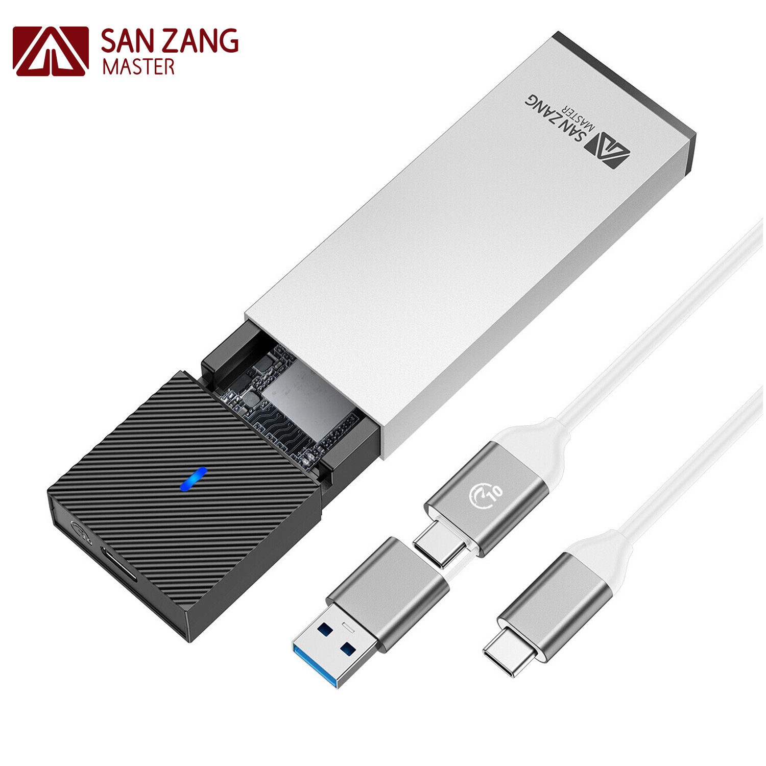 M.2 NVMe SATA SSD Enclosure USB Type C 10Gbps NVMe SSD External Case Aluminum