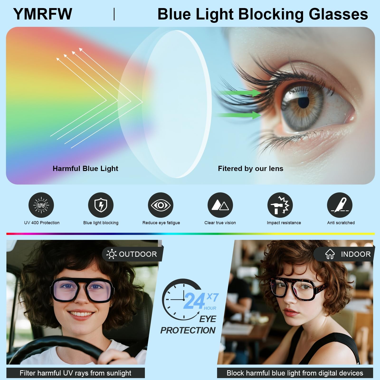 Aviator Blue Light Blocking Glasses Women Men Square Flat Top Computer TV