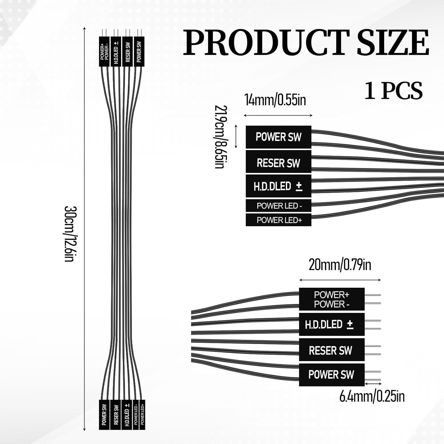 Motherboard Front Panel Extension Cables, Front Panel Connector, 24awg Flat Ribb