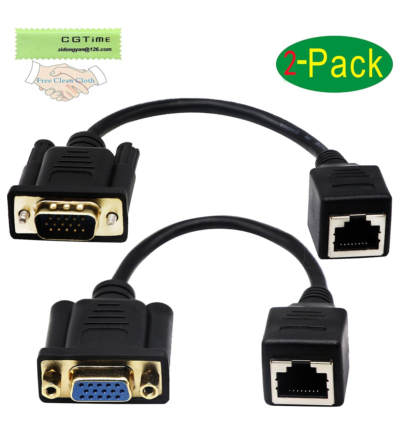 RJ45 to VGA Cable, VGA 15-Pin Port Female&Male to RJ45 Female Cat5/6 Ethernet LA