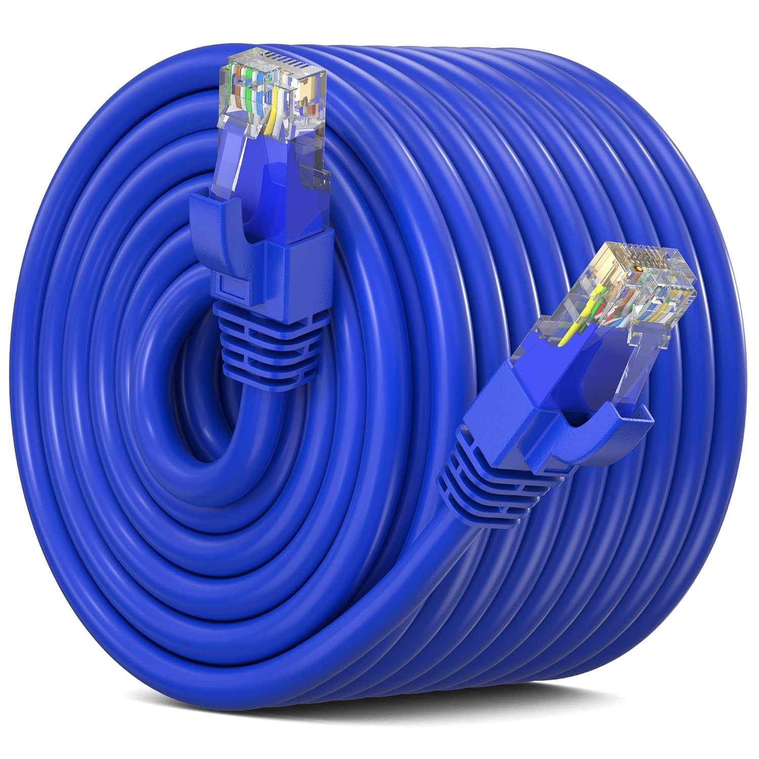 CAT6 Ethernet Cable 300 Ft Blue, Indoor Outdoor Waterproof Weatherproof, 10Gbps
