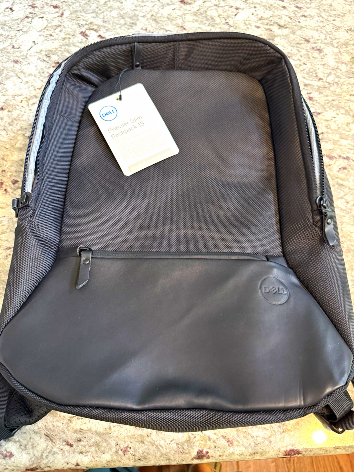 Dell Premier Slim Backpack 15 Padded 15in Laptop Polyester/Leather Black/Gray