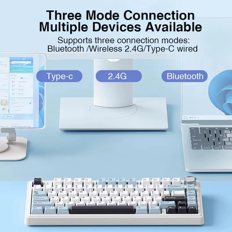 F75 2.4G Wireless/Bluetooth/Wired Gaming Mechanical Keyboard RGB Customized 75%
