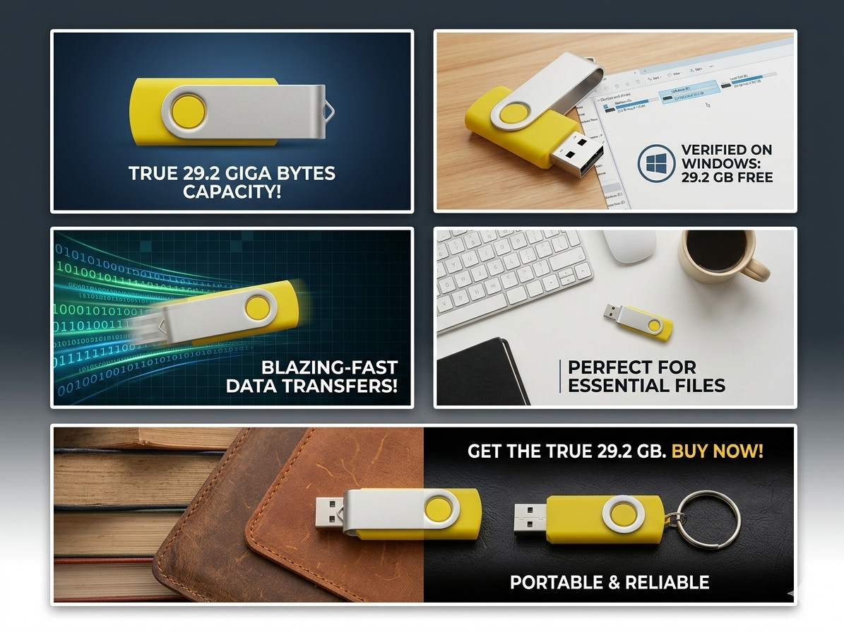 USB Flash Drive 29.2 GB USB 2.0 – Yellow or Silver or Pink