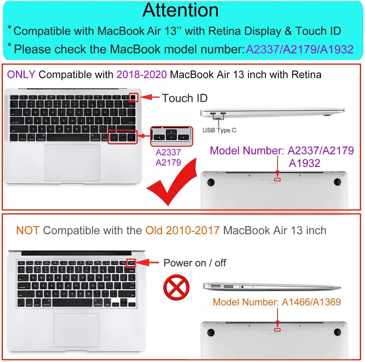 Hard Shell Cover For MacBook Air 13 inch Case 2020 2019 2018 A2337 A2179 A1932