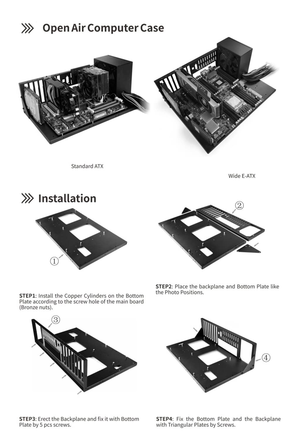 ALAMENGDA DIY Pc Test Bench, Open Chassis Case Rack for ATX/MATX/ITX Motherbo…