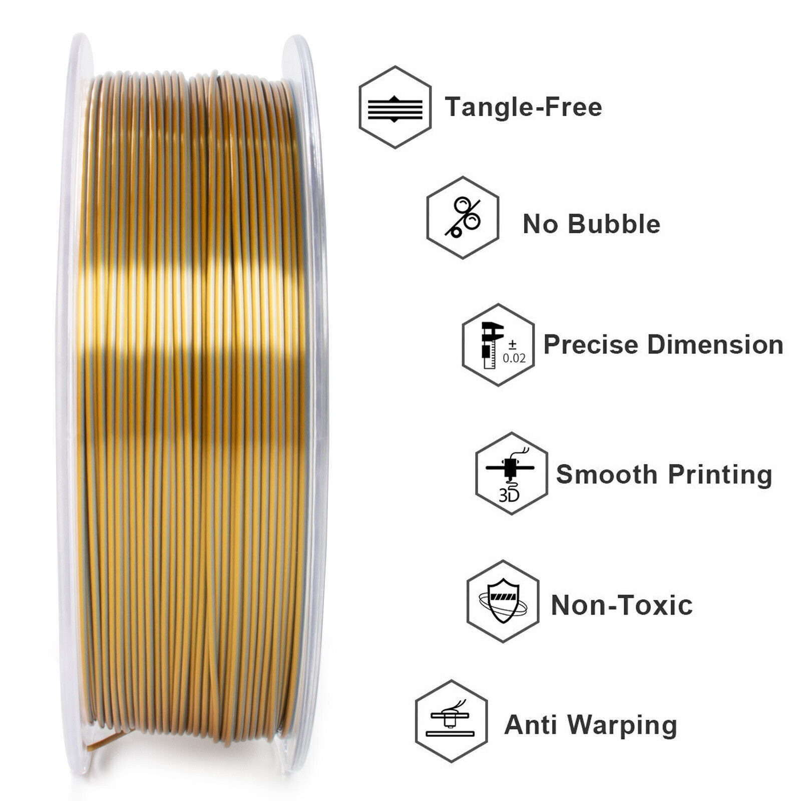GEEETECH 3D Printer Filament 1KG PLA Silk Dual/Tricolor Silk Gradient Silky PLA