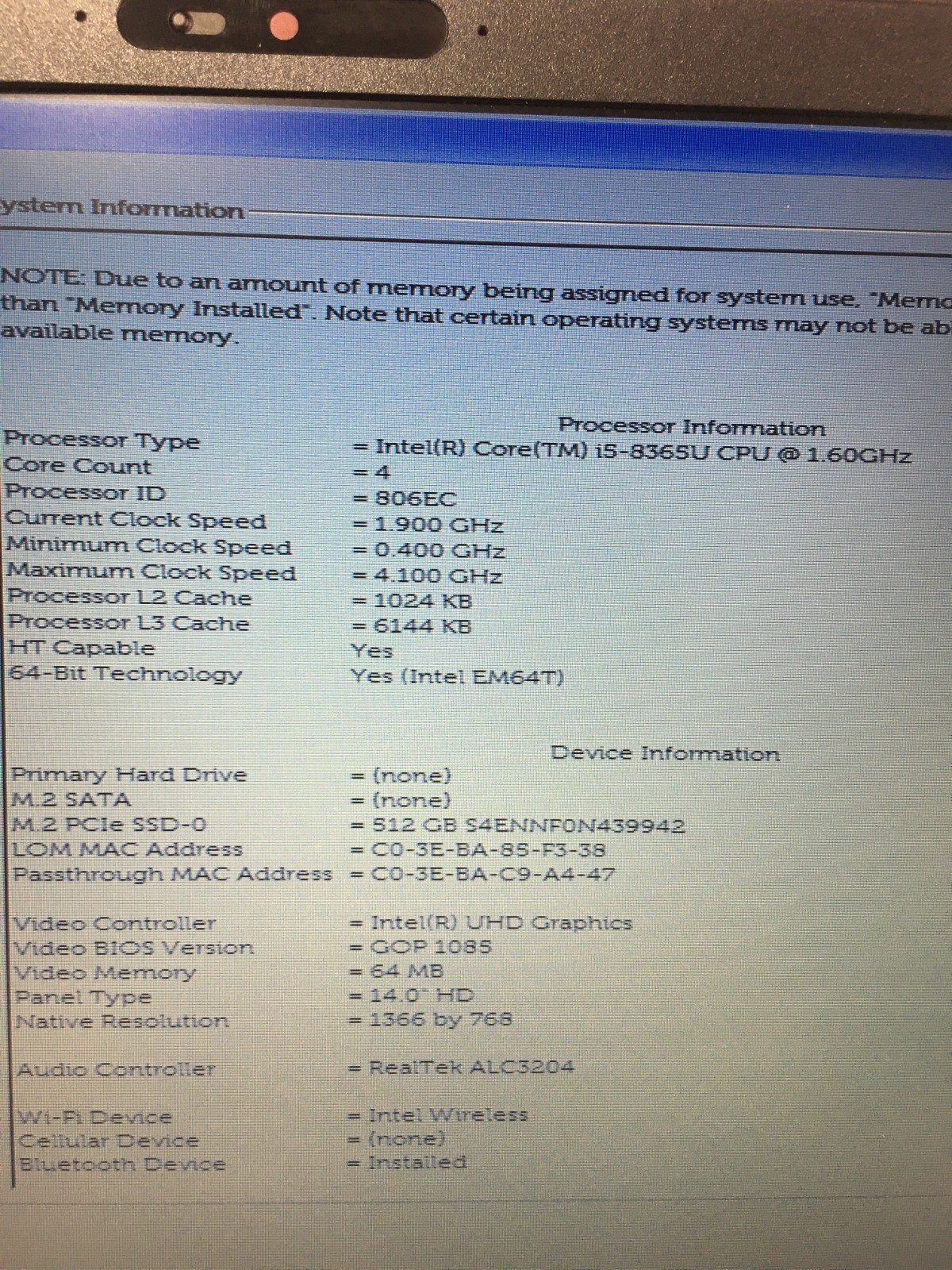 Dell Latitude 5400 14″ Laptop Core i5 8265U 8GB 512GB Windows 11 P *READ*