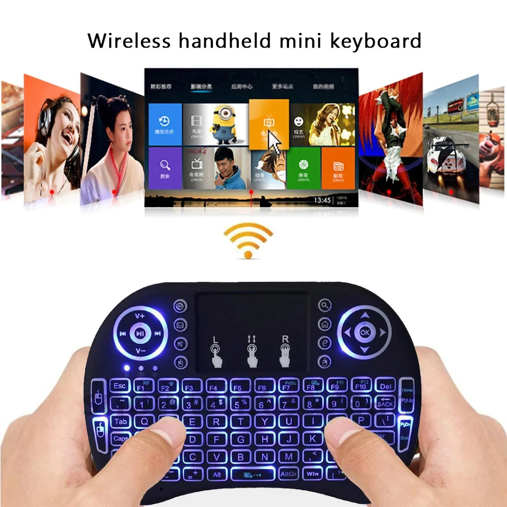 ✔ Mini Keyboard i8 2.4G Air Mouse Wireless with Touchpad, Backlit, Rechargeable