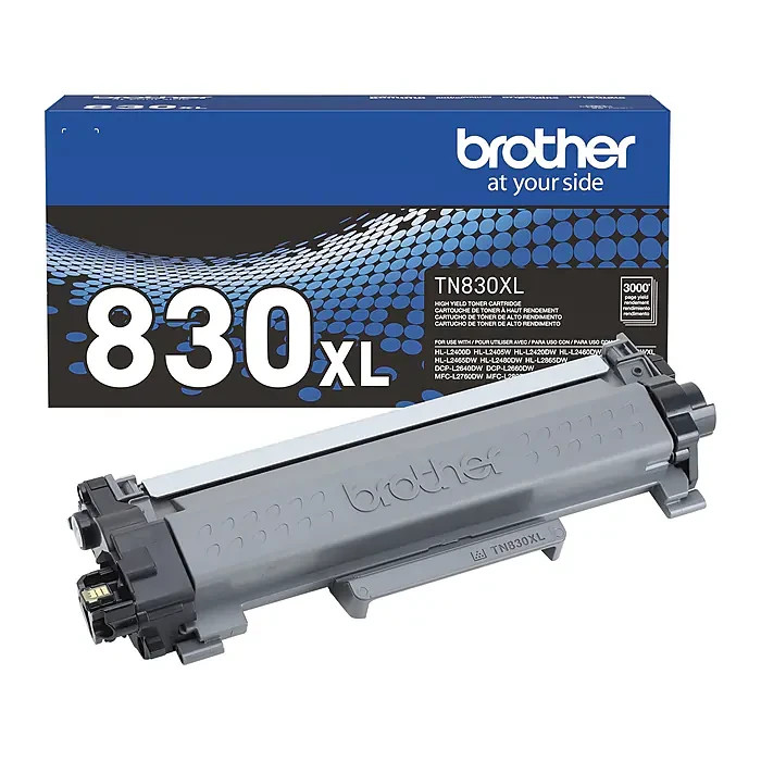 Brother TN830XL Black High Yield Toner Cartridge, Print Up to 3,000 Pages