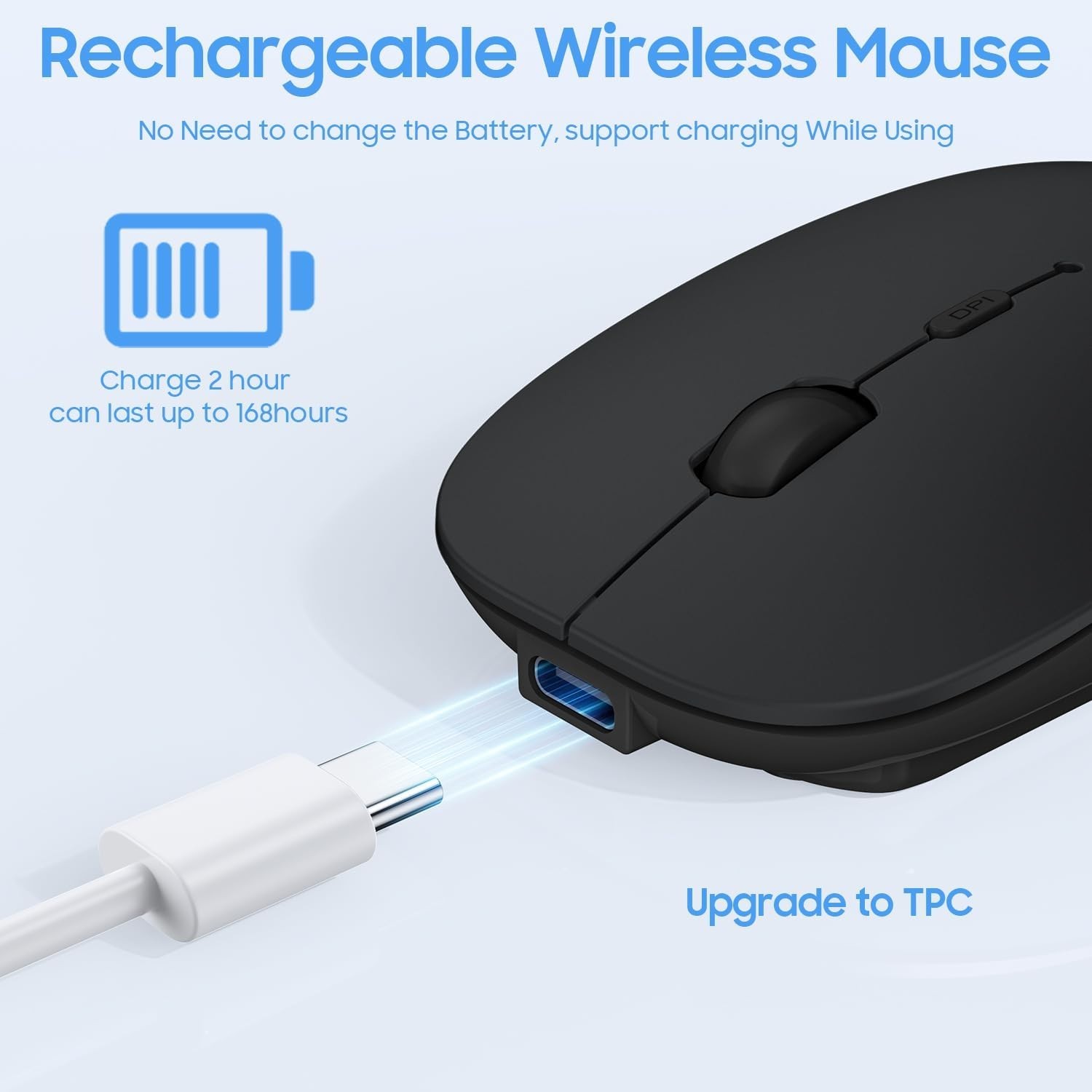 Bluetooth Mouse for Laptop/MacBook/iPad/Android PC,Rechargable Quiet Slim Wir…