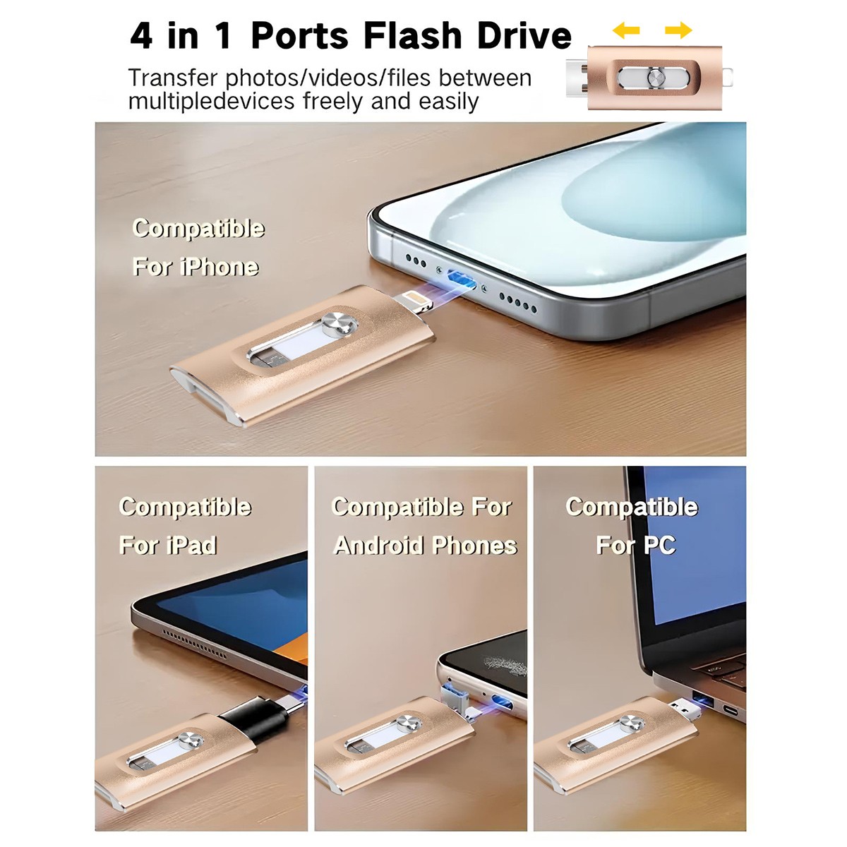 Flash Drive for iPhone iPad Android PC, Photo Stick Backup Photos Videos