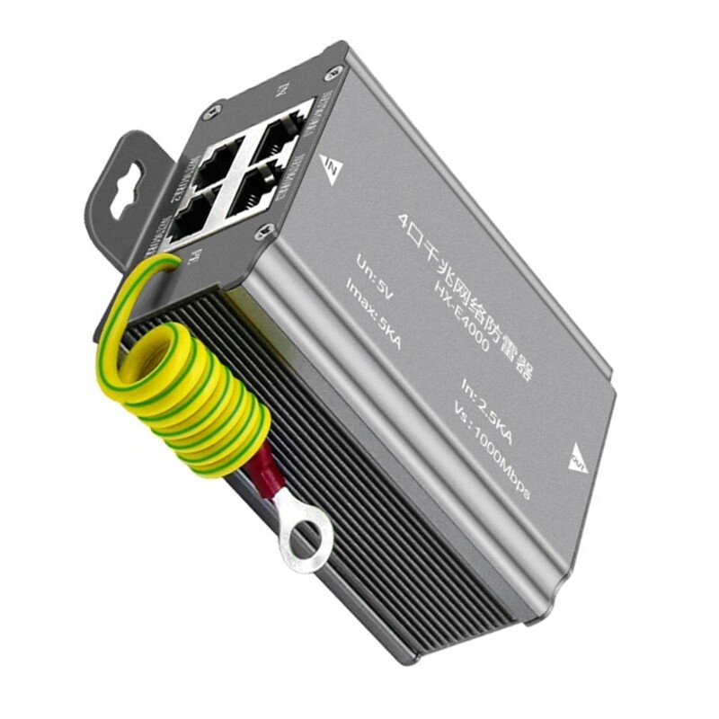 POE Networking Surge Protector 4Port Ethernet Surge Protector 100Mbps/1000Mbps