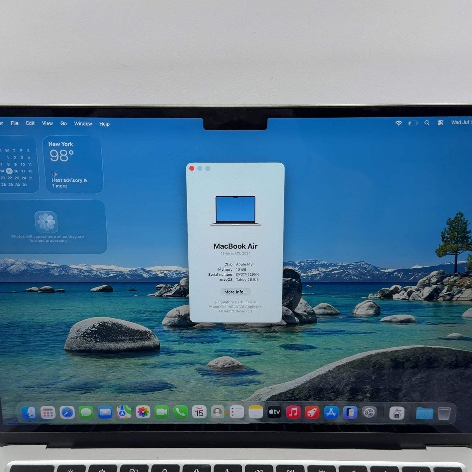 2024 Apple MacBook Air 13.6″ M3 8C GPU 4.0GHz 16GB RAM 256GB SSD MC8H4LL/A