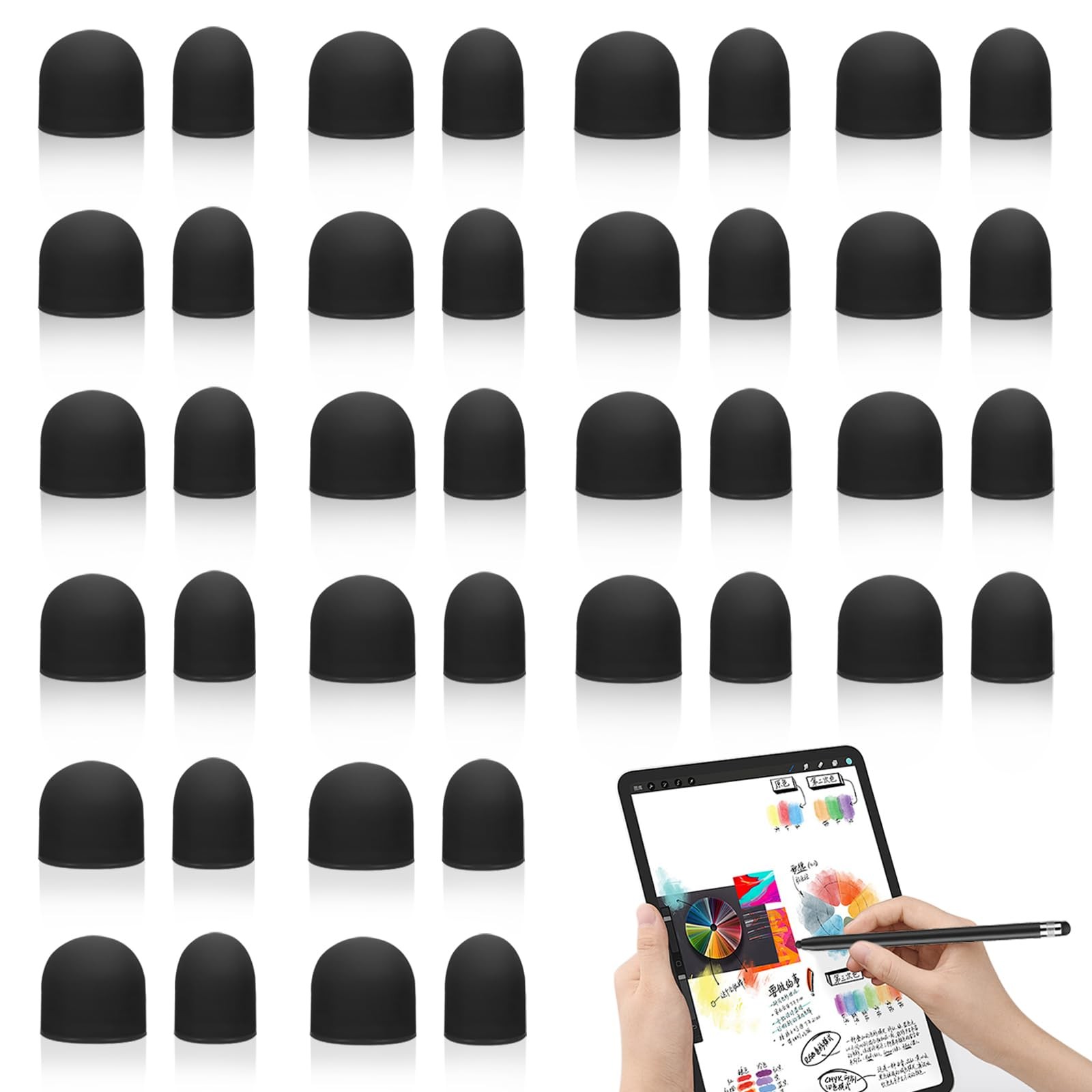 40 Pcs Replacement Rubber Tips for Screen Pens 0.2” & 0.28” Soft No…