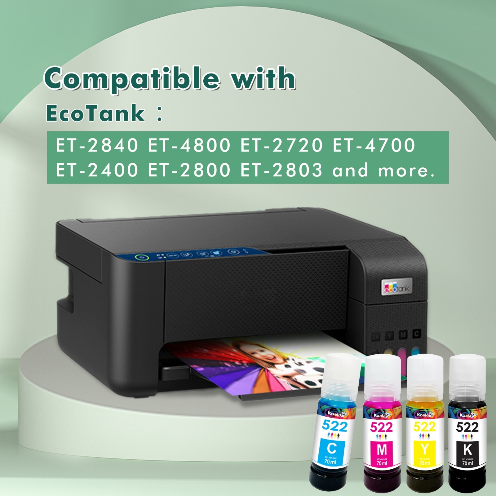 6PK Koala Ink Compatible with Epson 522 Ecotank ET-2400 4800 2800 2803 2720 4700