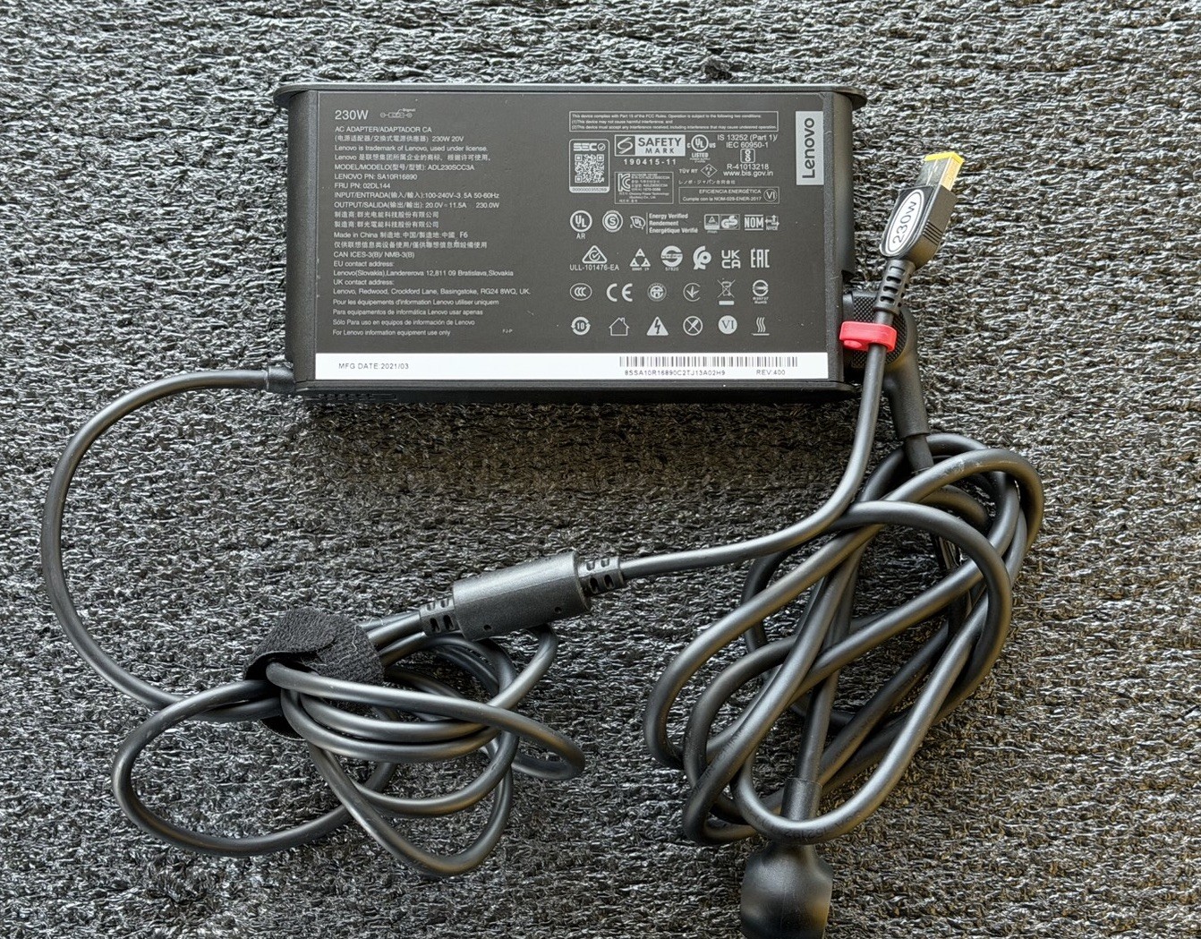 GENUINE Lenovo 230W AC Adapter 20.0V 02DL144 forLenovo Pro Gaming Legion 5 7i