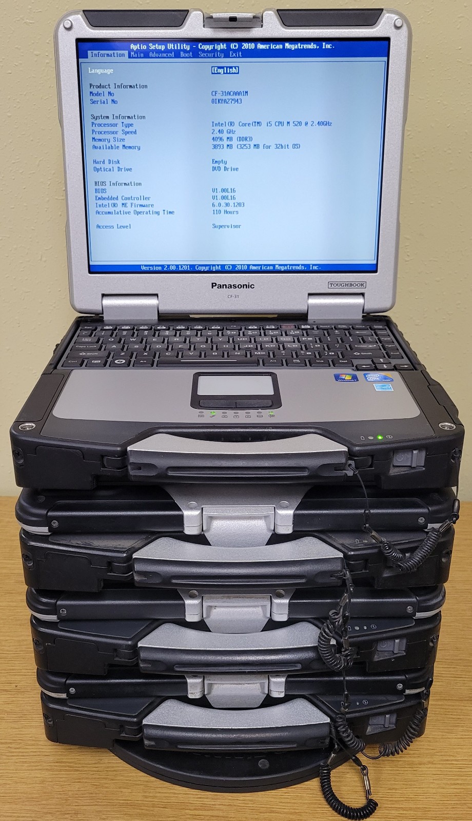 (Lot of 4)Panasonic Toughbook CF-31 i5-5th Gen 2.3/2.40GHz 4/8GB Touch No OS/SSD