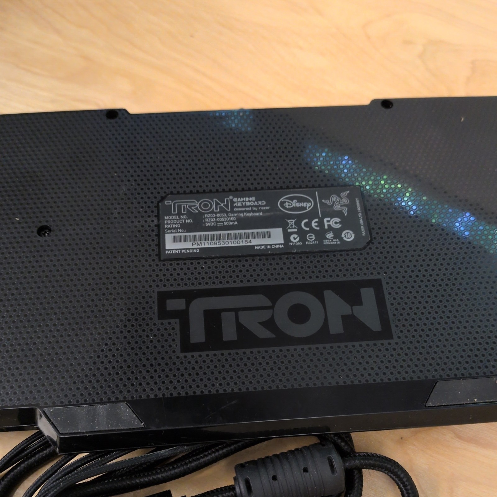 Razer Tron Legacy Disney Gaming Keyboard RZ03-0053 w/ Number Pad RARE