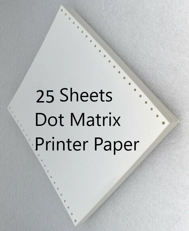 Vintage Continuous Tractor Feed Dot Matrix Printer Paper 8 1/2″ x 11″ 25 sheets