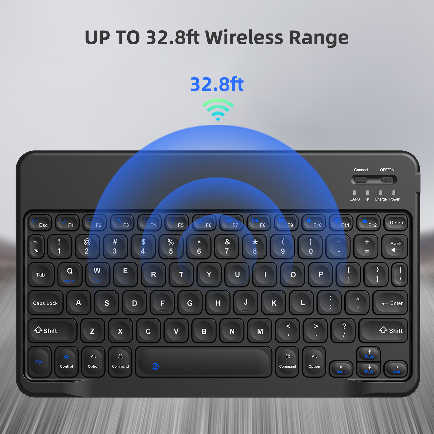 Slim Bluetooth Keyboard Type-C Fast-Charging Port For Android Windows IOS Mac