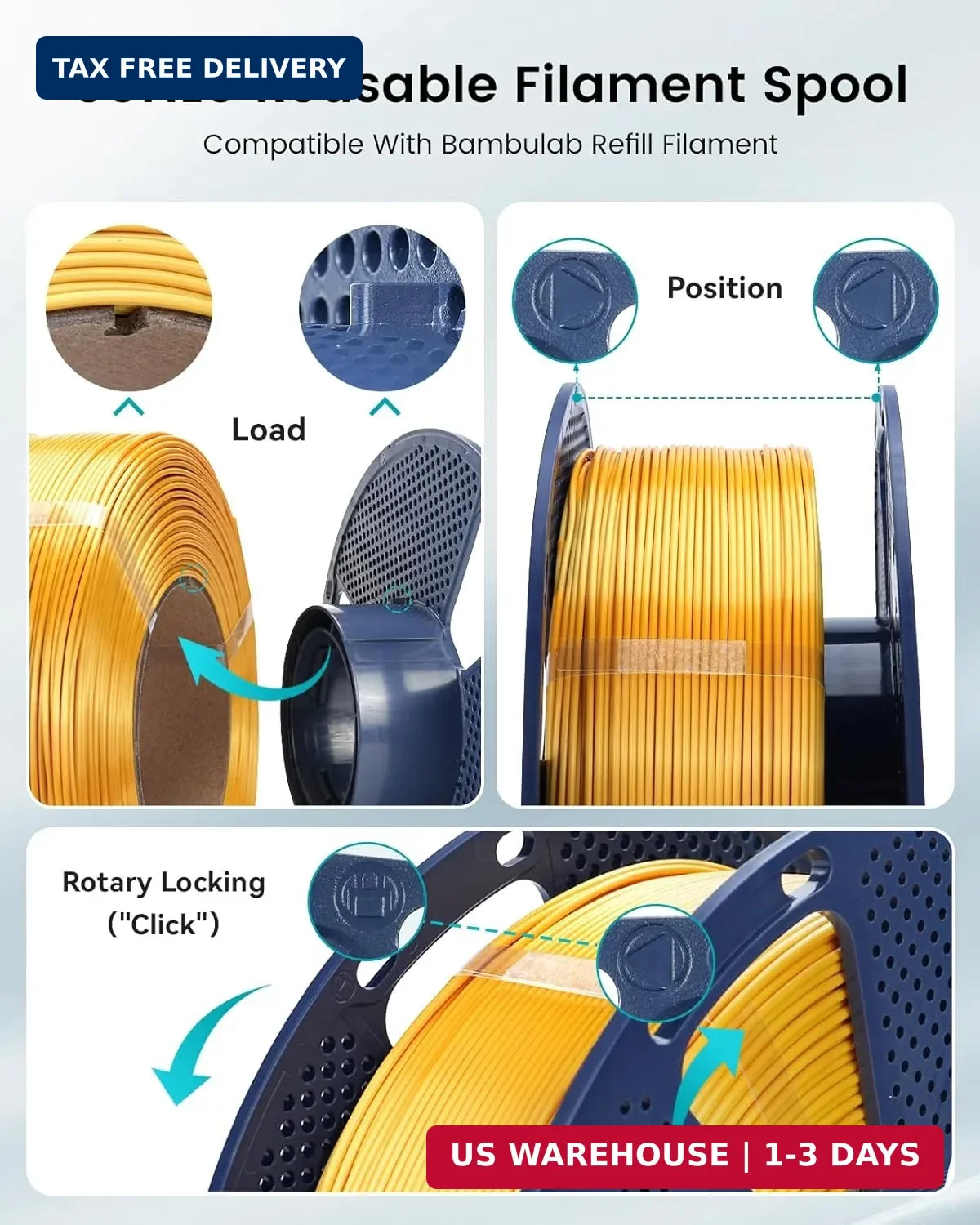 SUNLU Silk PLA+ Filament 1.75mm, Chrome Like Gloss Finish, Smooth Silk Texture