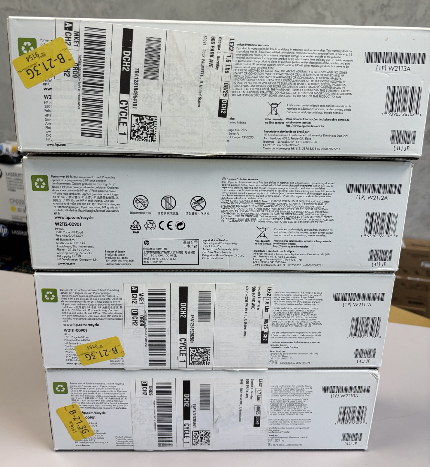 Set 4 HP Genuine 206A CMYK Toner W2110A W2111A W2112A W2113A OEM Original M255
