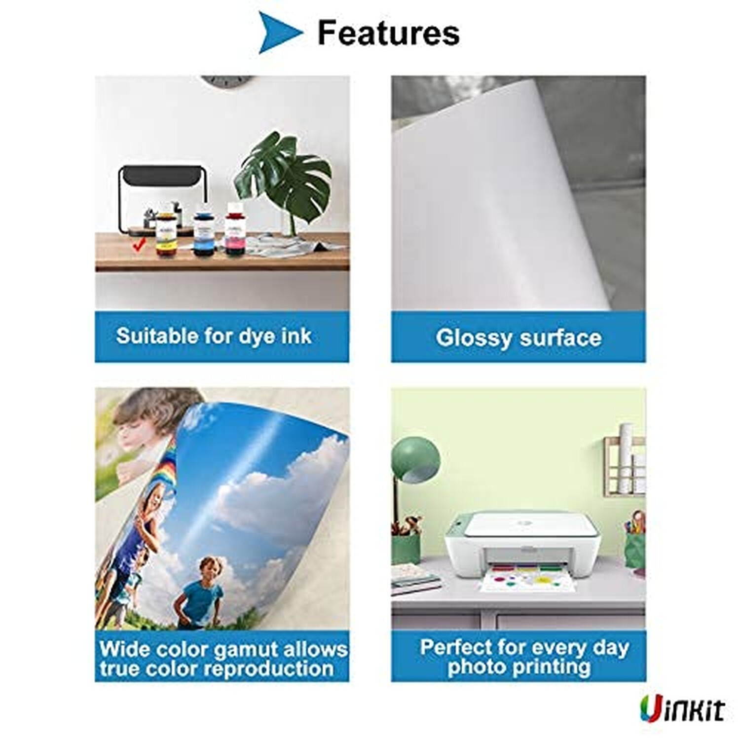 Uinkit 100 Sheets Photo Paper Glossy 11×17 Inkjet 48lb Single Side Print Post…
