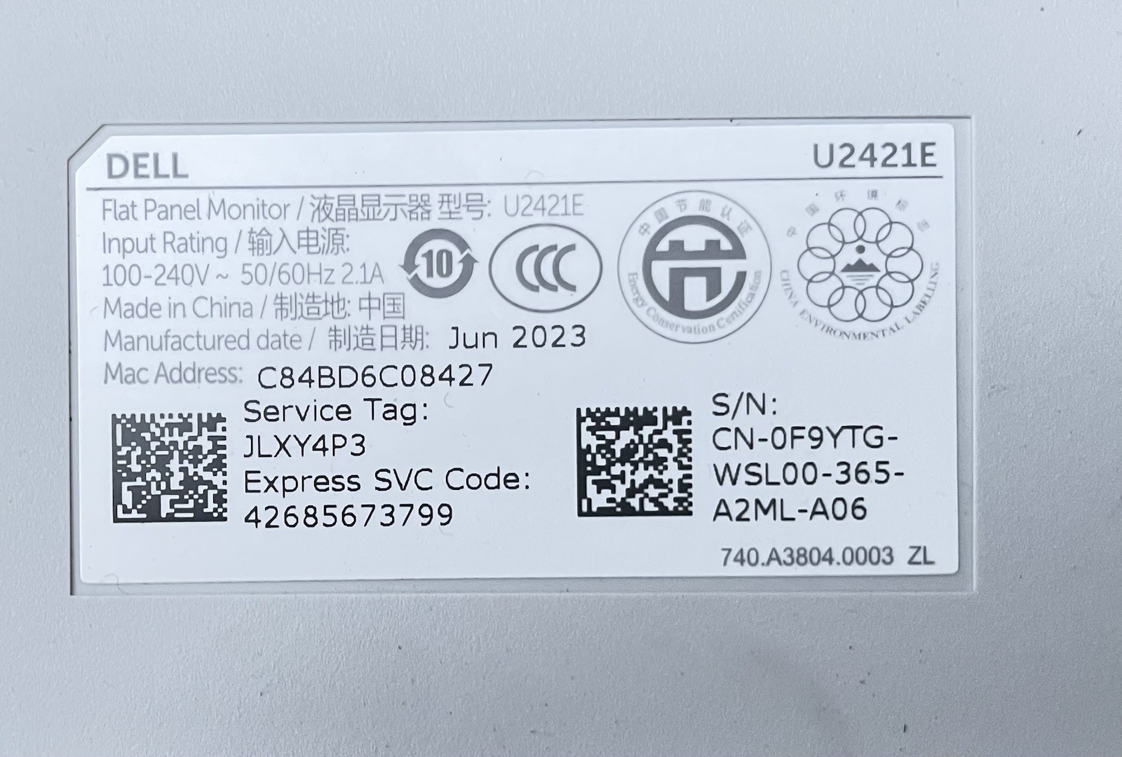 Dell UltraSharp U2421E 23.8” IPS LCD LED Monitor