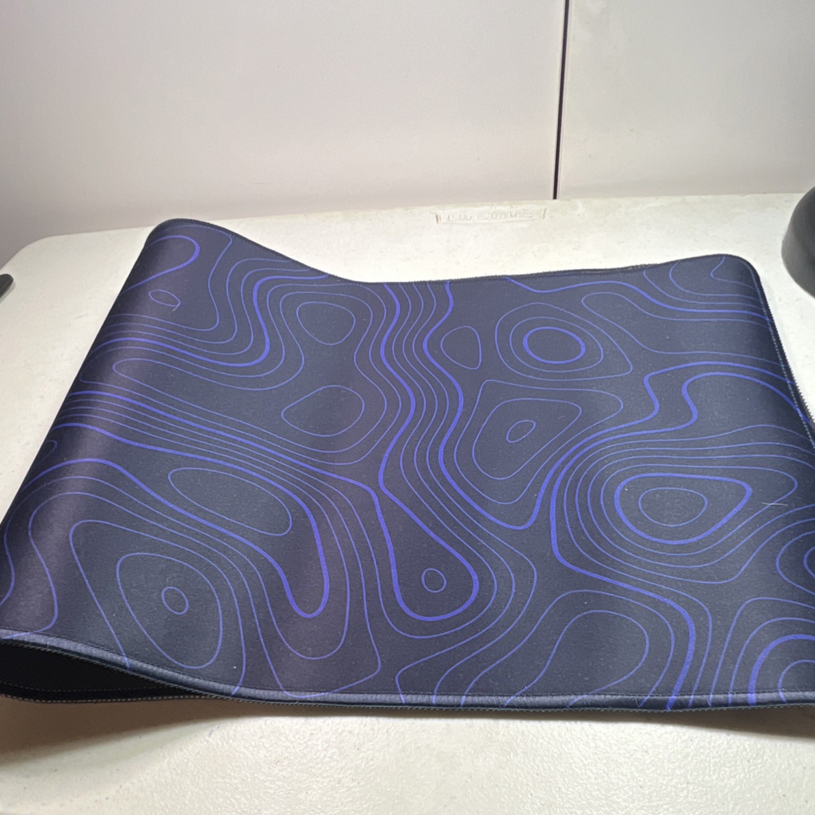 Large Patterned Mouse Pad Non-Slip Black Blue Fabric Rubber Desk Accessory