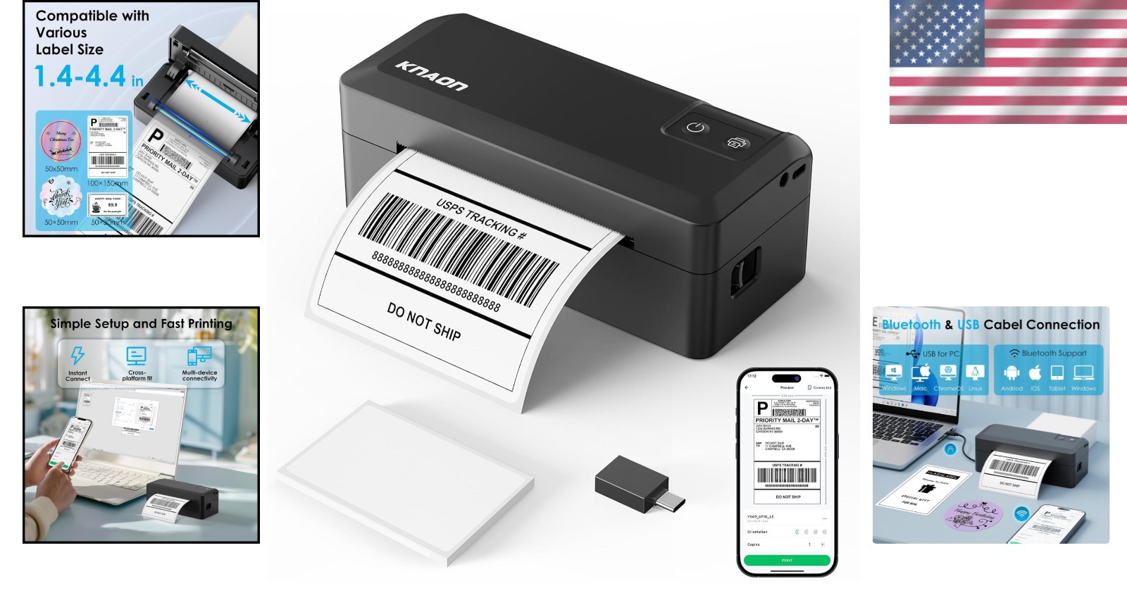 Versatile Bluetooth Label Printer – Supports iPhone, Android, Mac, and Windows