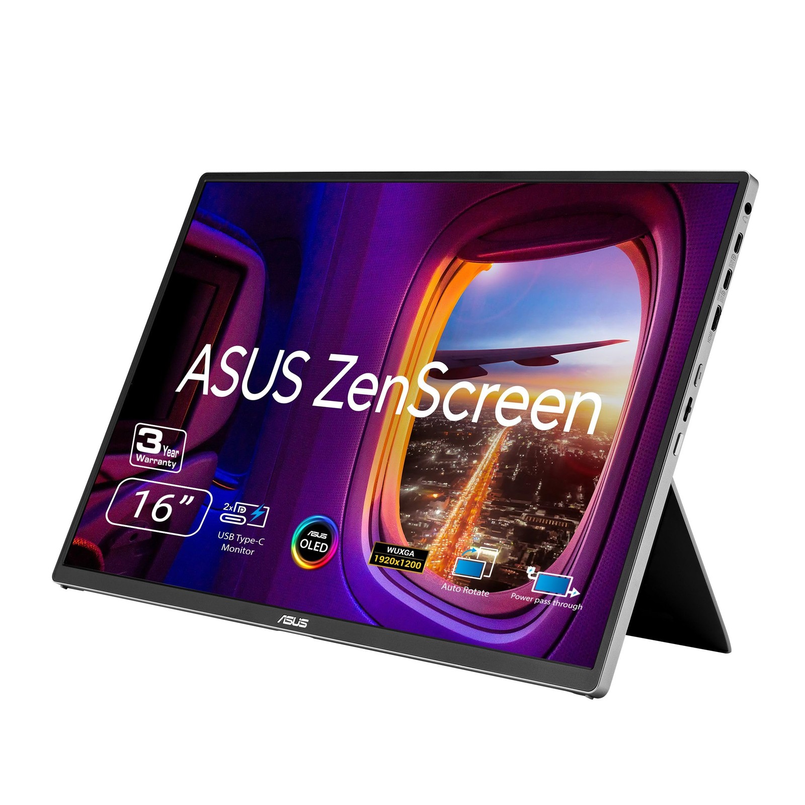 ASUS ZenScreen OLED 16″ 16:10 USB-C Portable Monitor (MQ16FC) – WUXGA BLACK