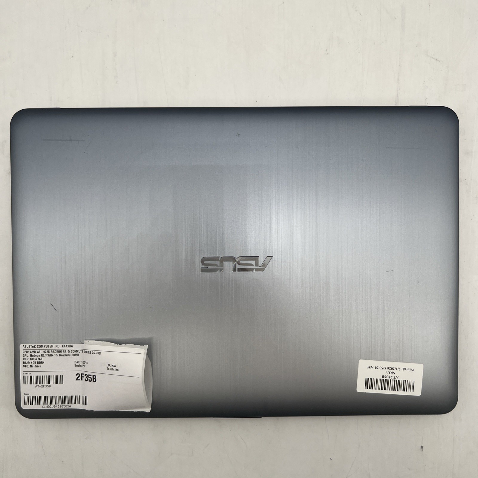 Asus Vivobook Max X441BA 14″ AMD A6 9225 4GB RAM No Drive No OS