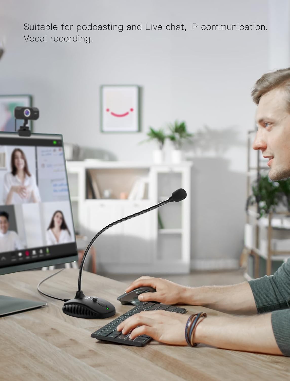 Fifine USB Computer Microphone, Plug &Play Desktop Condenser PC Laptop Mic,Mute