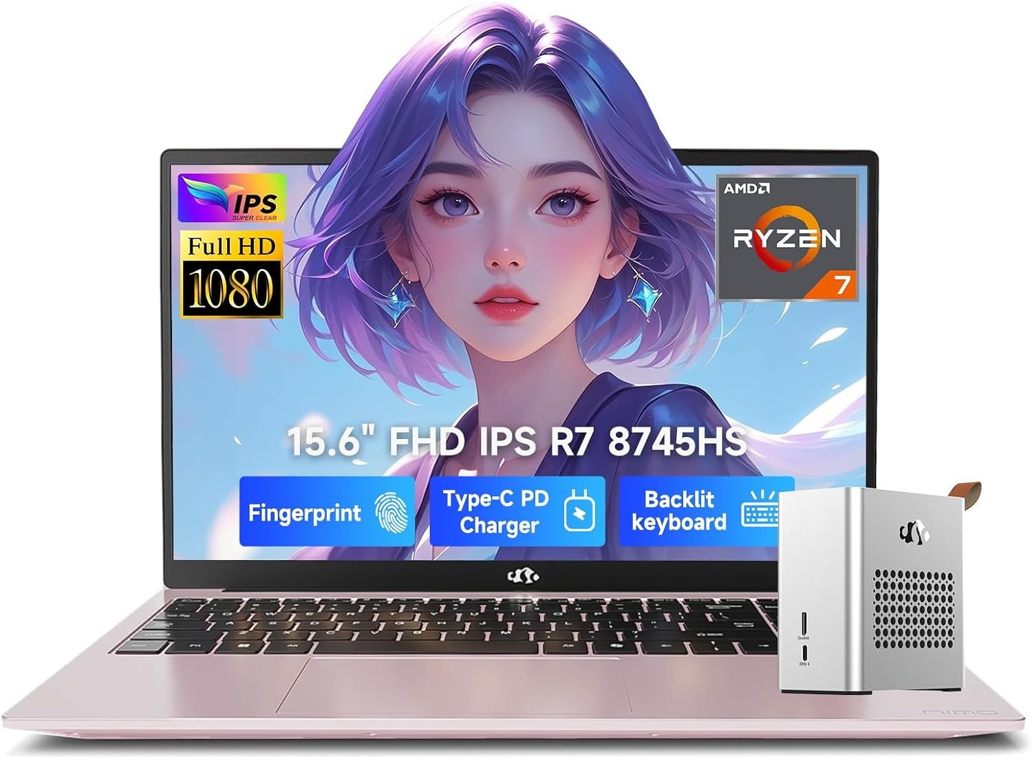 NIMO 15.6 LightGaming Creator Laptop AMD R7 8745HS 32GB RAM 1TB SSD w/ eGPU Dock