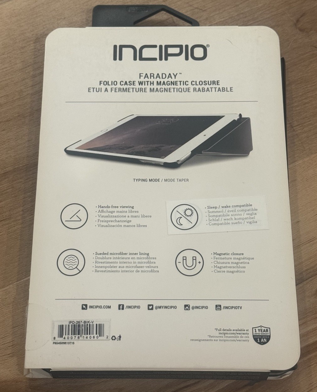 INCIPIO Faraday Folio Case with Magnetic Closure Stylus Included NEW